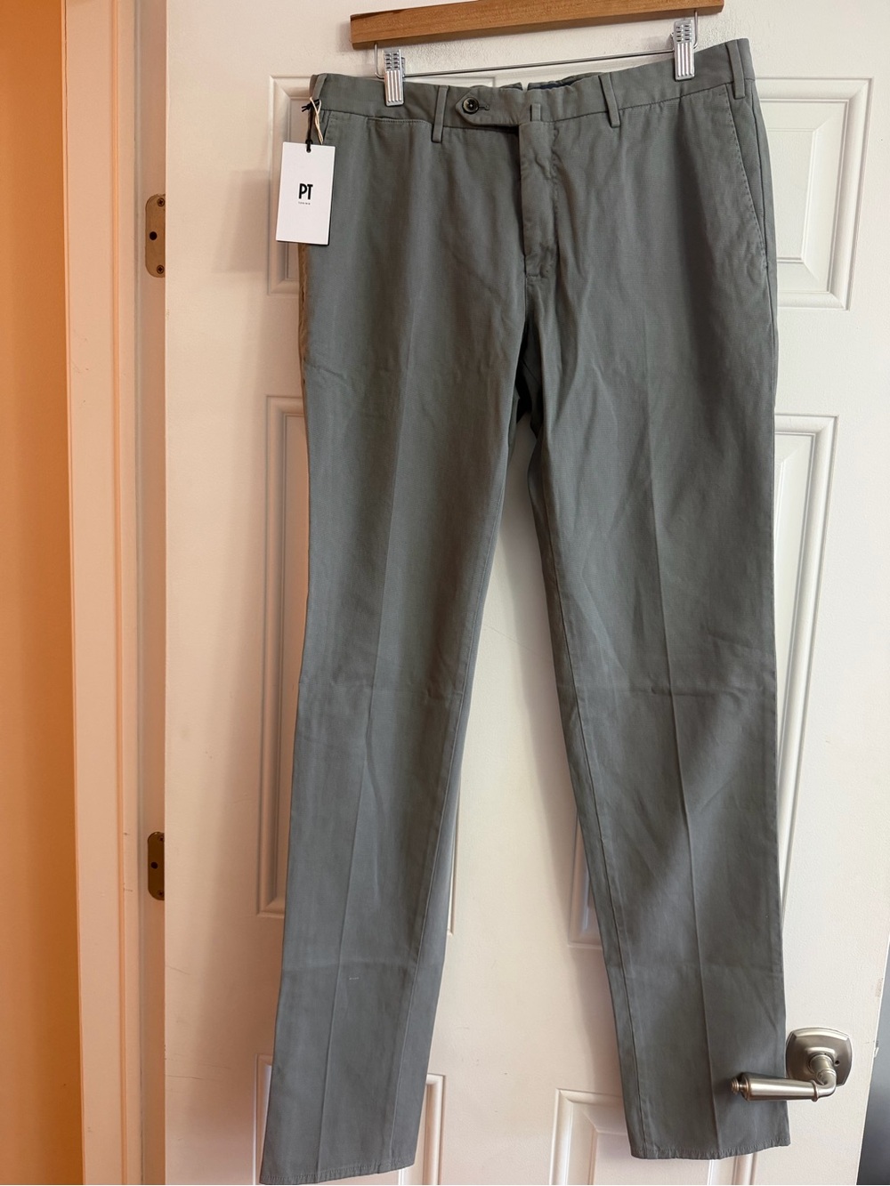 NWT PT Torino Superslim Fit Gray Stretch Cotton Chino Pants Size IT 50 / US 34